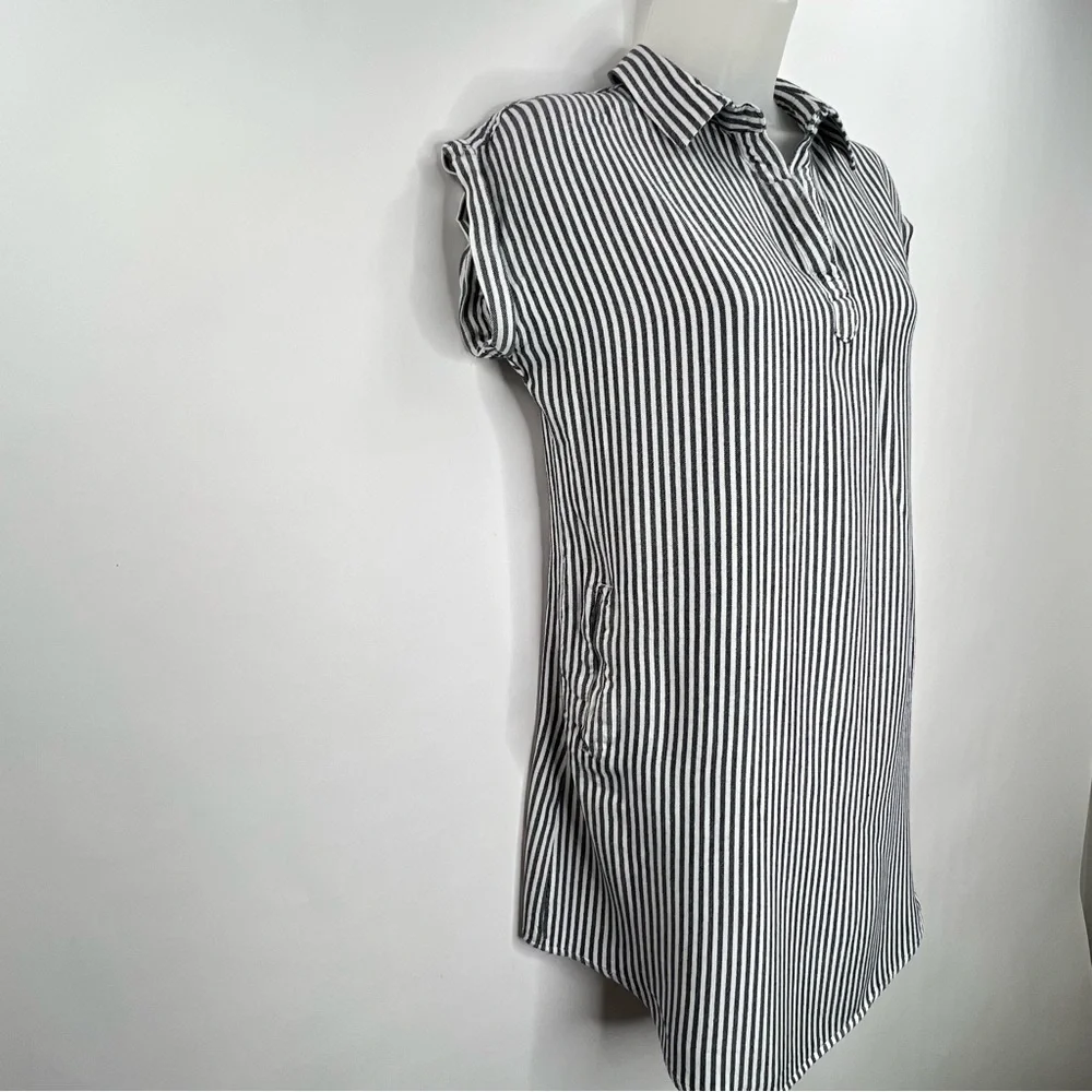 Thread+Supply Black & White Vertical Stripe Soft Tunic Top/Dress Women Sz Small